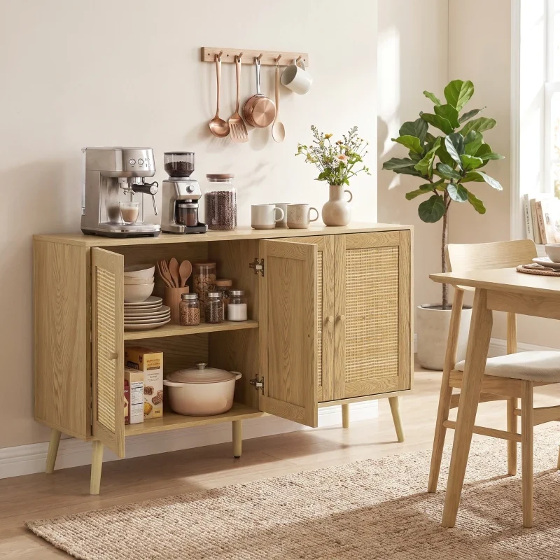 Nancy's Telve Dressoir - Opbergkast - Sideboard - Boho Stijl - Natuurlijk hout - 140 x 40 x 75 cm