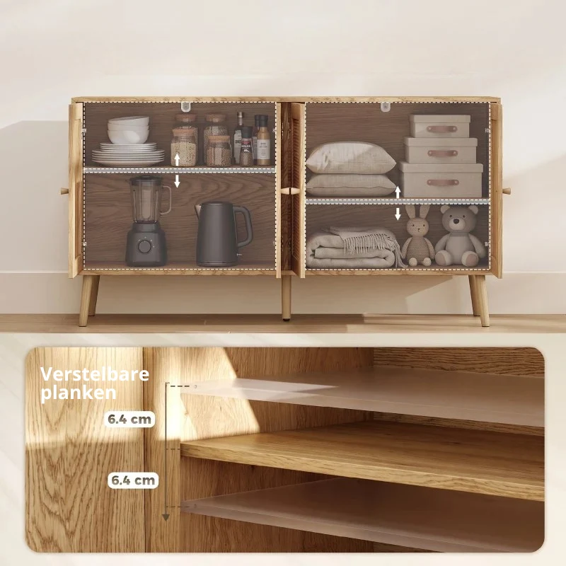Nancy's Telve Dressoir - Opbergkast - Sideboard - Boho Stijl - Natuurlijk hout - 140 x 40 x 75 cm