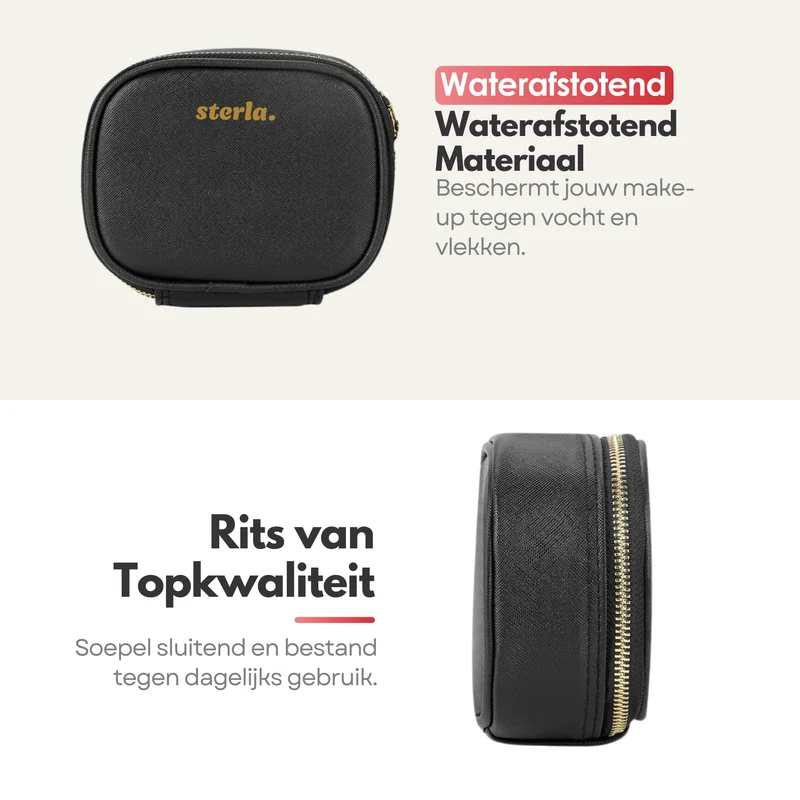 Draagbare Luxe Beautycase Tas met Spiegel & LED Verlichting – Perfecte Make-up Koffer Organizer voor Dames - Zwart