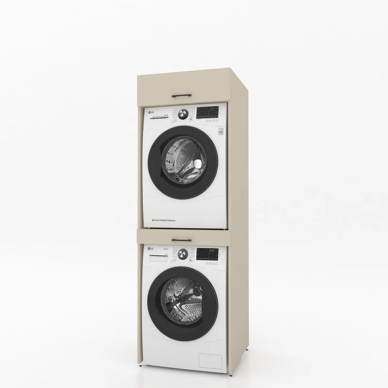 Droger op wasmachine kast 1 delig - 67x205x67cm – Greige