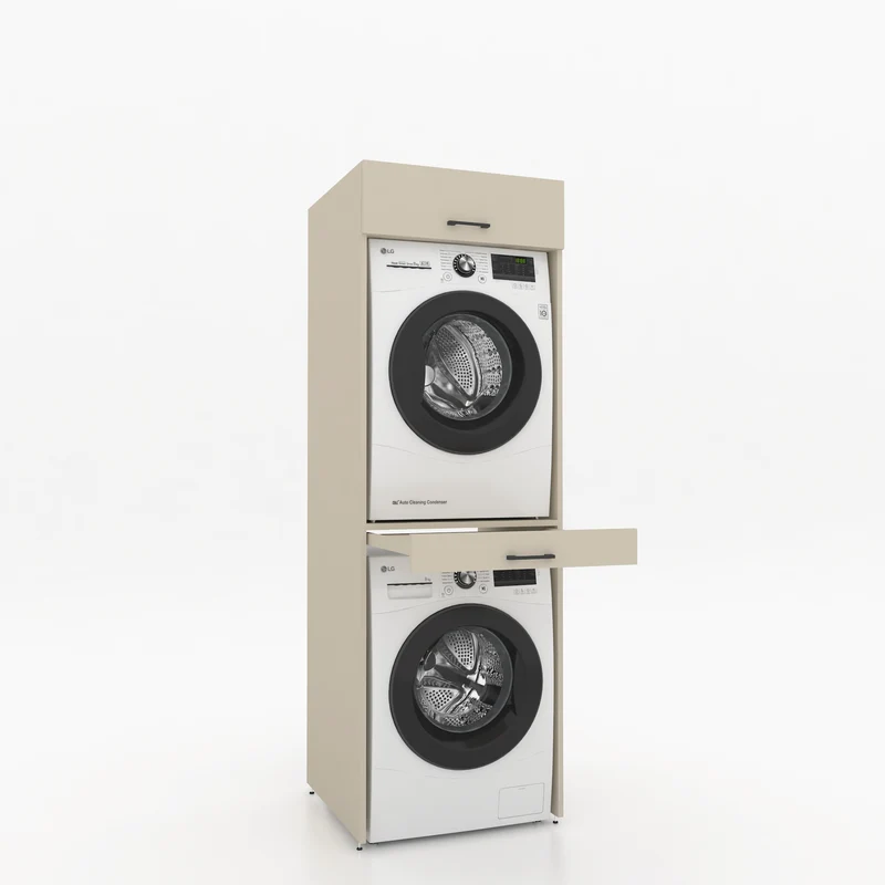 Droger op wasmachine kast 1 delig - 67x205x67cm – Greige