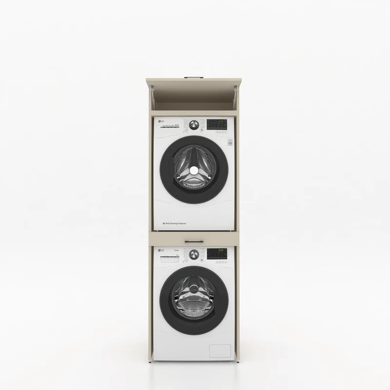 Droger op wasmachine kast 1 delig - 67x205x67cm – Greige