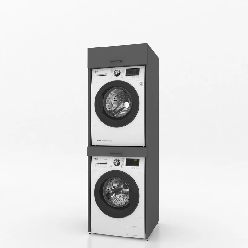 Droger op wasmachine kast 1 delig - 67x205x67cm – Antraciet