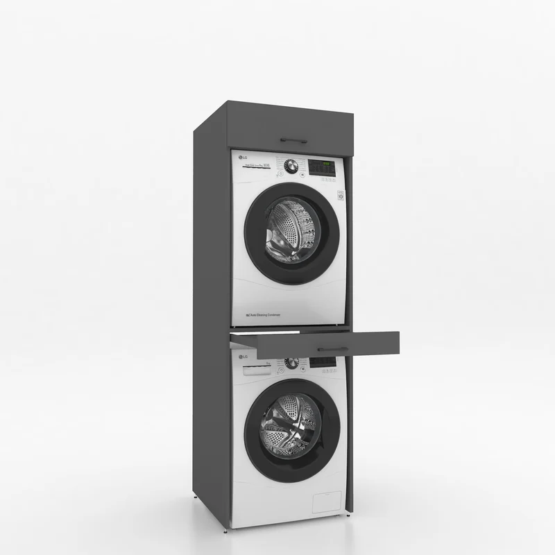 Droger op wasmachine kast 1 delig - 67x205x67cm – Antraciet