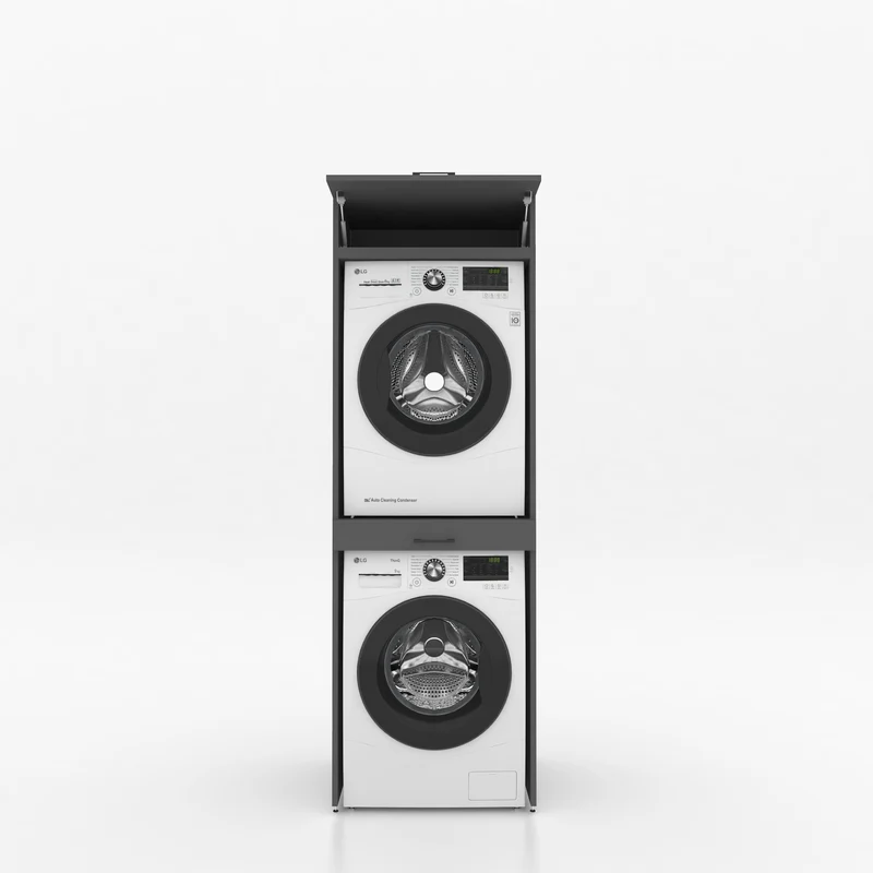 Droger op wasmachine kast 1 delig - 67x205x67cm – Antraciet