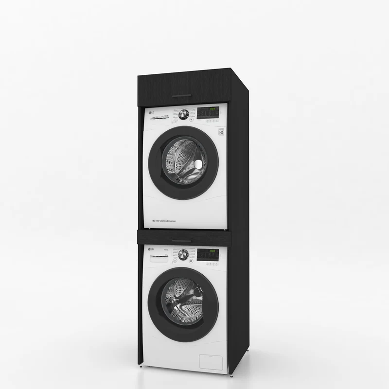 Droger op wasmachine kast 1 delig - 67x205x67cm – Zwart Eiken