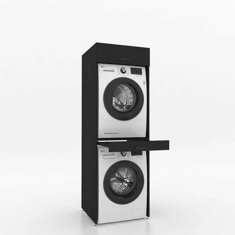 Droger op wasmachine kast 1 delig - 67x205x67cm – Zwart Eiken