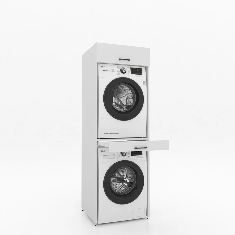 Droger op wasmachine kast 1 delig - 67x205x67cm – Wit