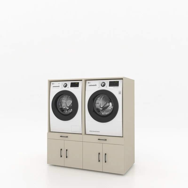 Wasmachinekast 2 delig - 134x145x67cm – Greige