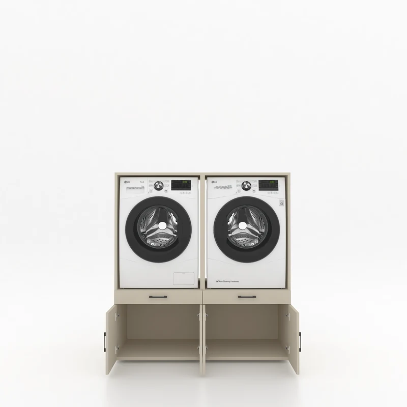 Wasmachinekast 2 delig - 134x145x67cm – Greige