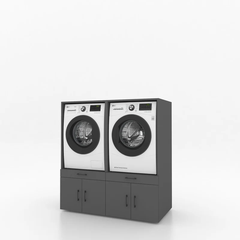 Wasmachinekast 2 delig - 134x145x67cm – Antraciet