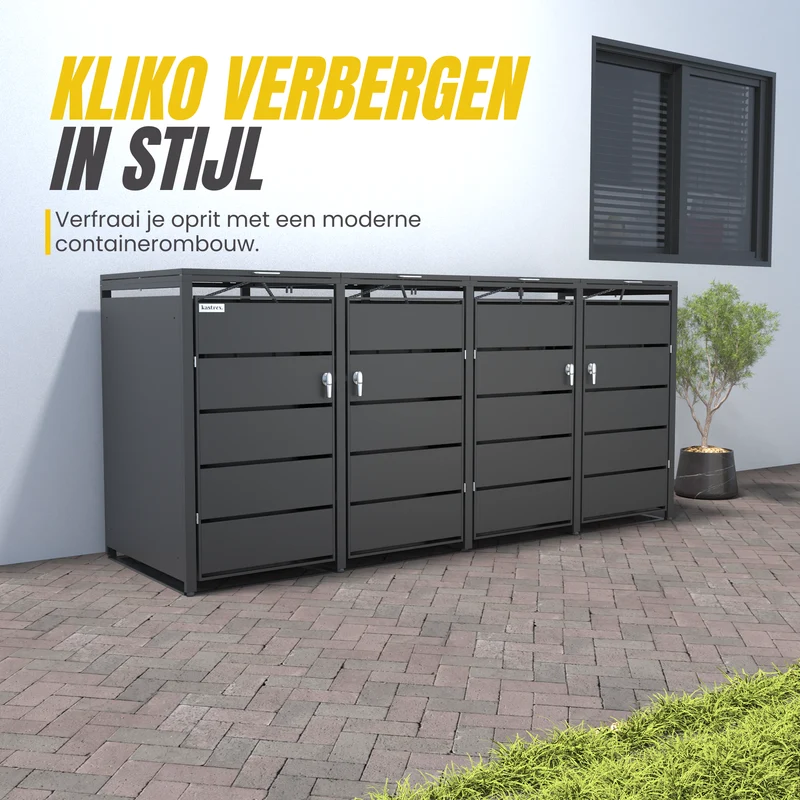 Kastrex Container Ombouw Kast - Voor 4 Kliko's - Weerbestendig & Onderhoudsvrij - Gecoat Staal