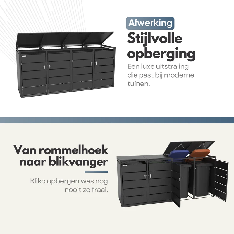Kastrex Container Ombouw Kast - Voor 4 Kliko's - Weerbestendig & Onderhoudsvrij - Gecoat Staal