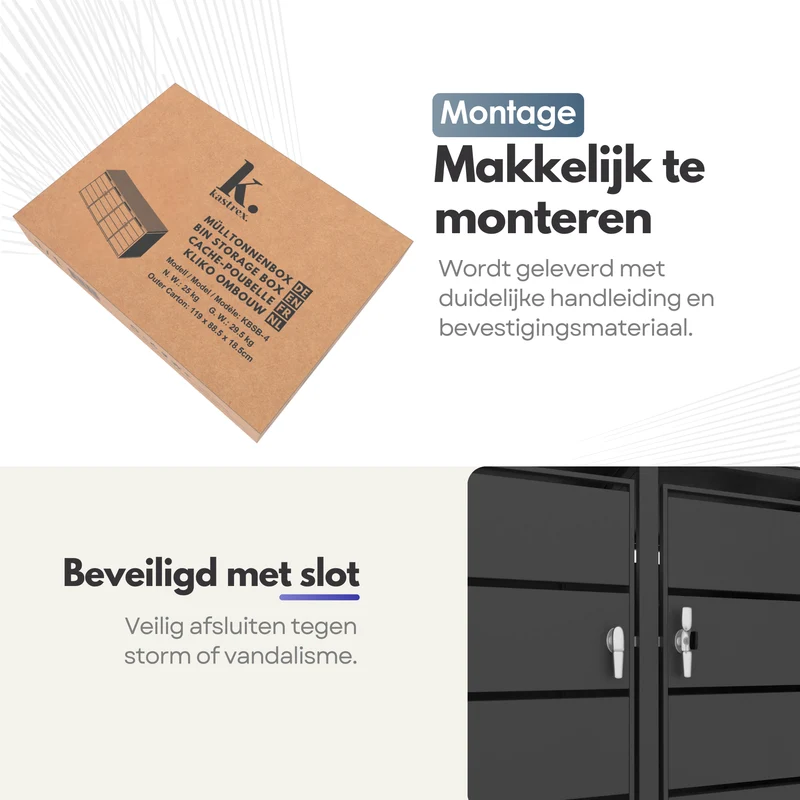 Kastrex Container Ombouw Kast - Voor 4 Kliko's - Weerbestendig & Onderhoudsvrij - Gecoat Staal