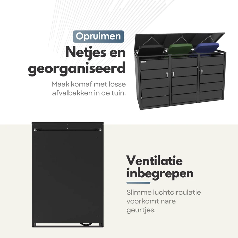 Kastrex Container Ombouw Kast - Voor 3 Kliko's - Weerbestendig & Onderhoudsvrij - Gecoat Staal