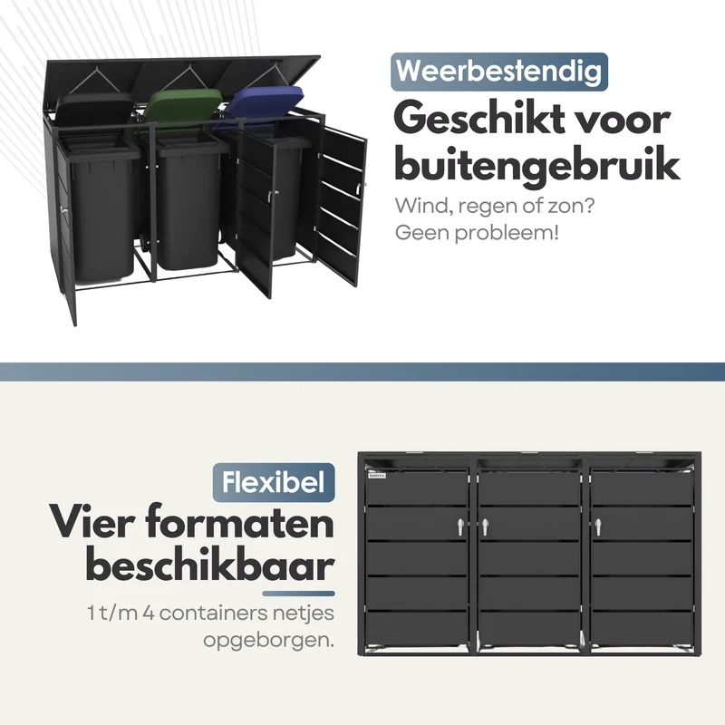 Kastrex Container Ombouw Kast - Voor 3 Kliko's - Weerbestendig & Onderhoudsvrij - Gecoat Staal