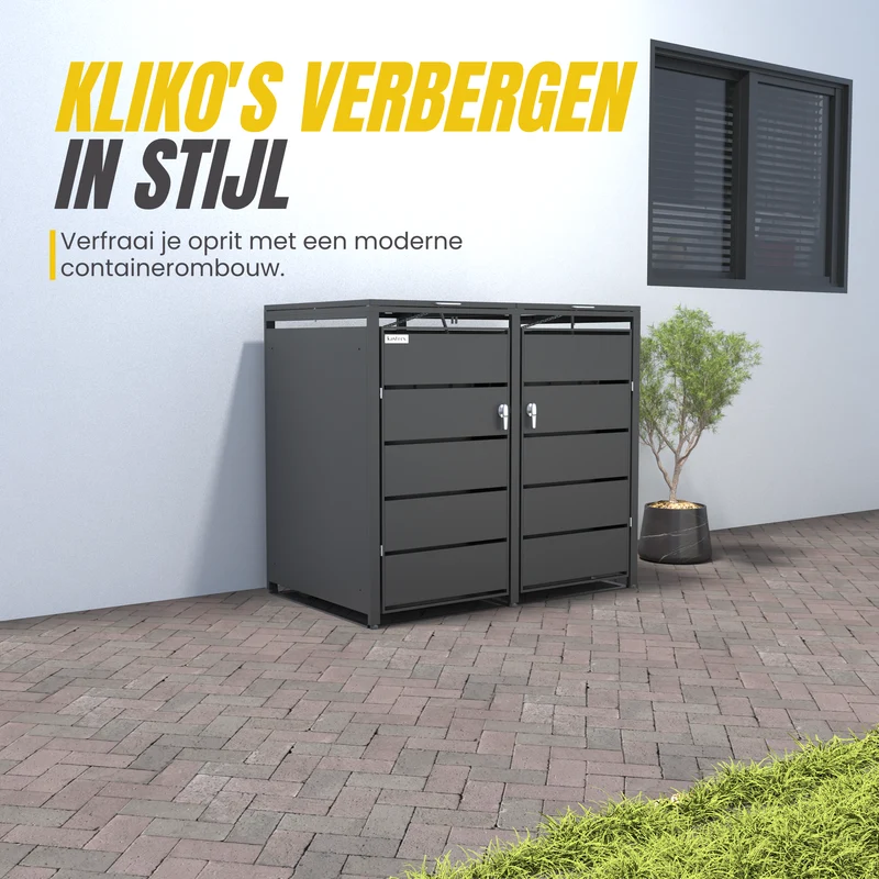 Kastrex Container Ombouw Kast - Voor 2 Kliko's - Weerbestendig & Onderhoudsvrij - Gecoat Staal