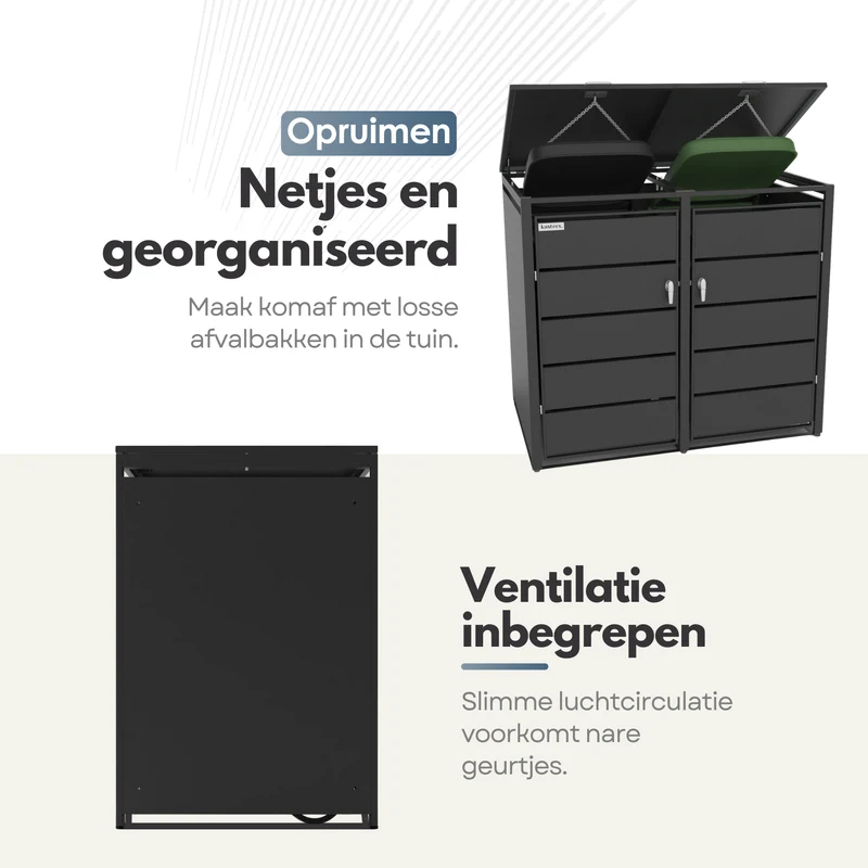 Kastrex Container Ombouw Kast - Voor 2 Kliko's - Weerbestendig & Onderhoudsvrij - Gecoat Staal