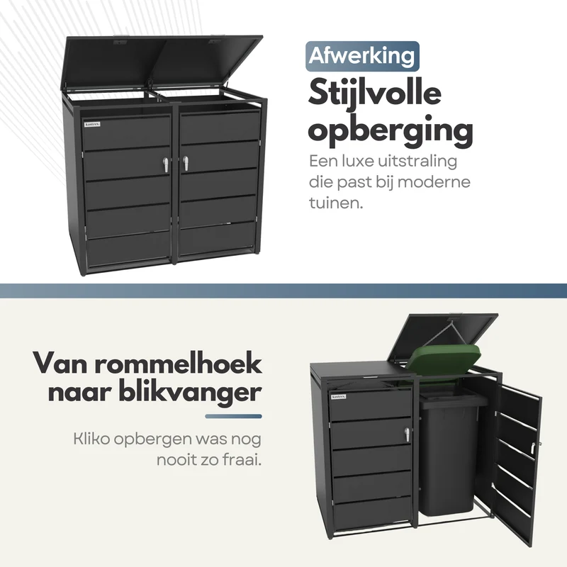 Kastrex Container Ombouw Kast - Voor 2 Kliko's - Weerbestendig & Onderhoudsvrij - Gecoat Staal