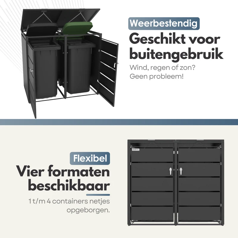 Kastrex Container Ombouw Kast - Voor 2 Kliko's - Weerbestendig & Onderhoudsvrij - Gecoat Staal