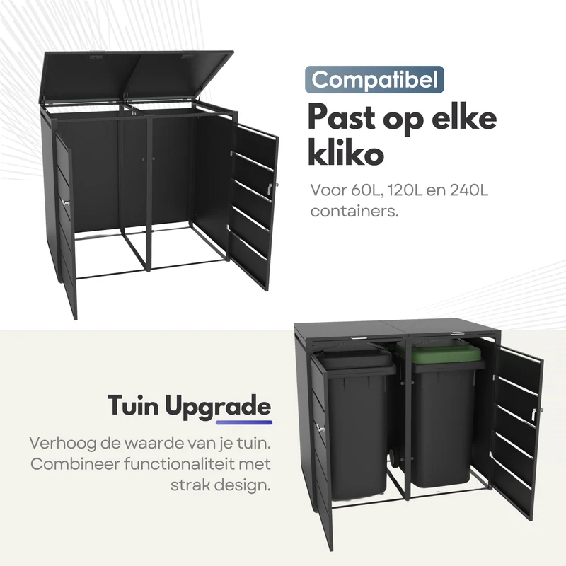 Kastrex Container Ombouw Kast - Voor 2 Kliko's - Weerbestendig & Onderhoudsvrij - Gecoat Staal