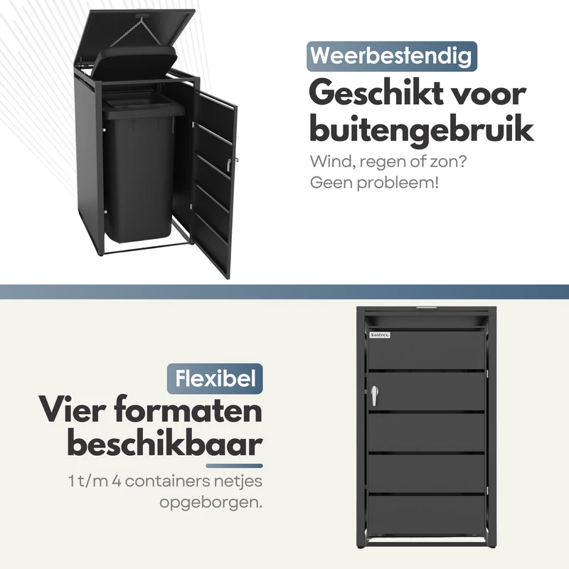Kastrex Container Ombouw Kast - Voor 1 Kliko - Weerbestendig & Onderhoudsvrij - Gecoat Staal