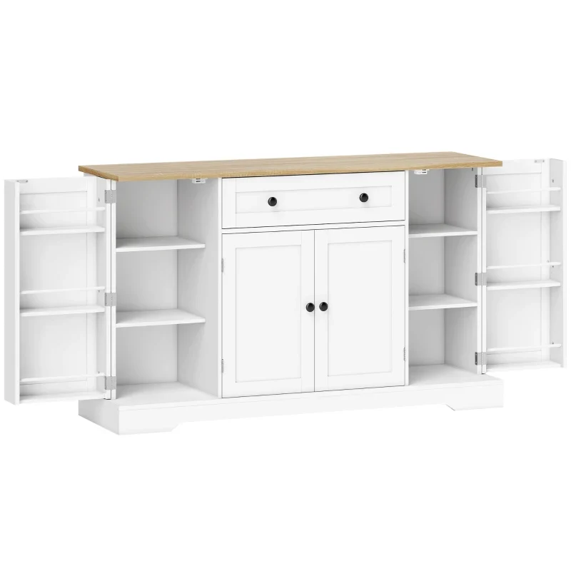 Nancy's Teglio Keukenkast - Opbergkast - Voorraadkast - Dressoir - Wit / Eiken - ± 140 x 40 x 85 cm
