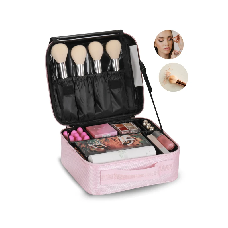 Luxe Make-up Tas – Beautycase met Verstelbare Vakken - Handzaam Formaat - Ideaal voor Reizen - Roze