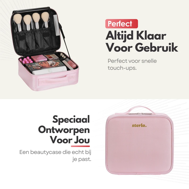 Luxe Make-up Tas – Beautycase met Verstelbare Vakken - Handzaam Formaat - Ideaal voor Reizen - Roze