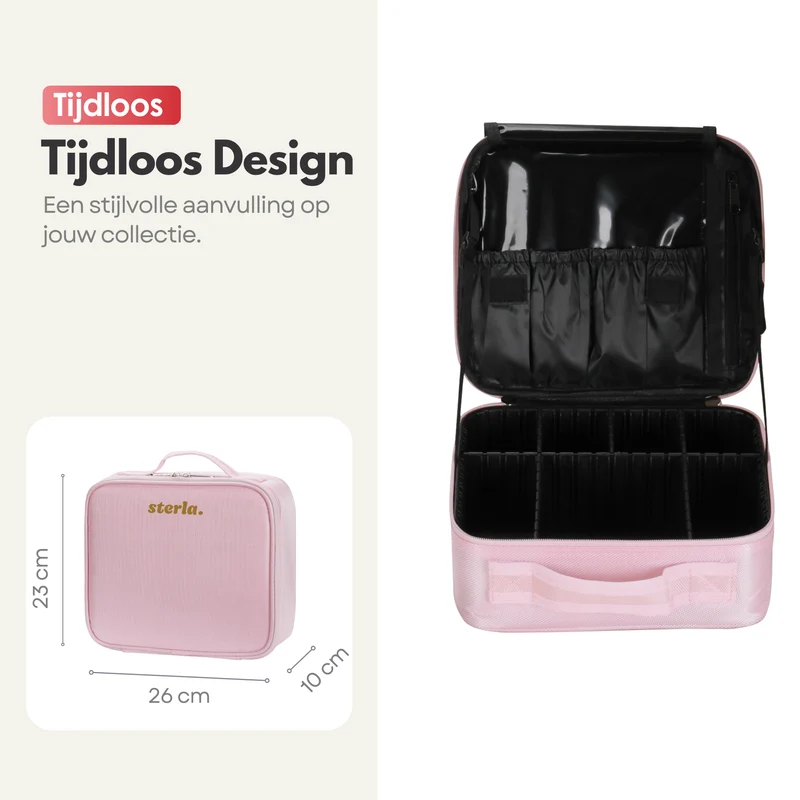 Luxe Make-up Tas – Beautycase met Verstelbare Vakken - Handzaam Formaat - Ideaal voor Reizen - Roze