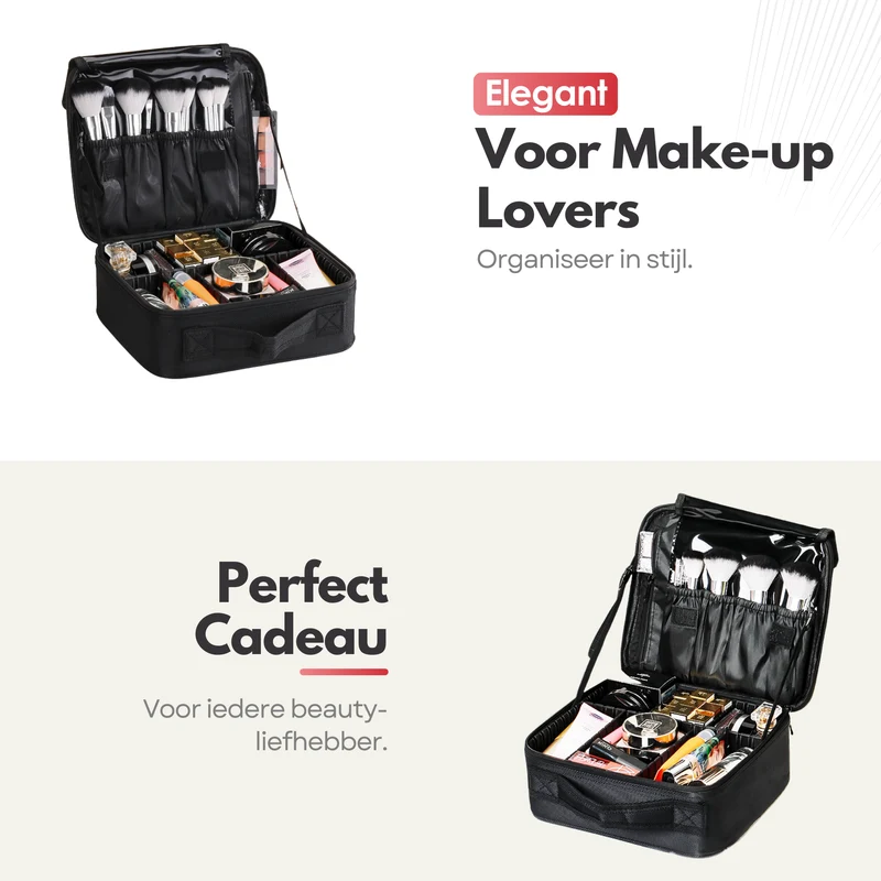 Luxe Make-up Tas – Beautycase met Verstelbare Vakken - Handzaam Formaat - Ideaal voor Reizen – Zwart