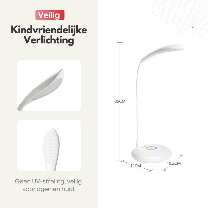 Verstelbare Draadloze LED Bureaulamp - RGB Kleuren - Dimbaar & Verstelbaar - Bureau Lamp Wit