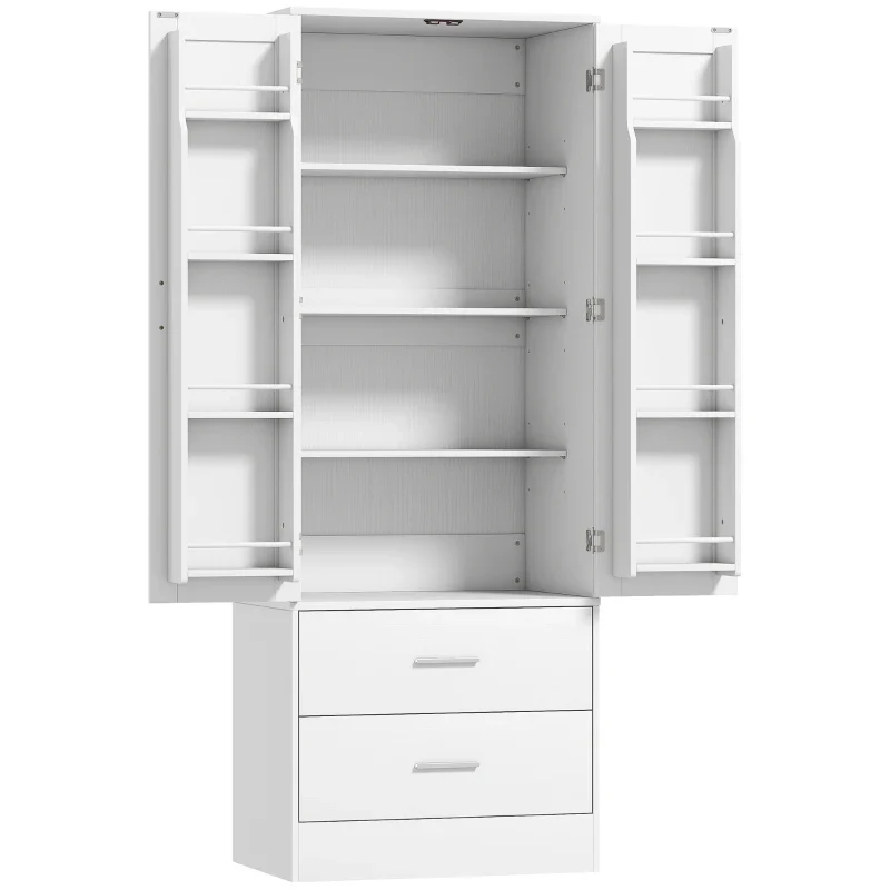 Nancy's Pattada Keukenkast - Buffetkast - Opbergkast - Vitrinekast - Wit - ± 60 x 40 x 160 cm