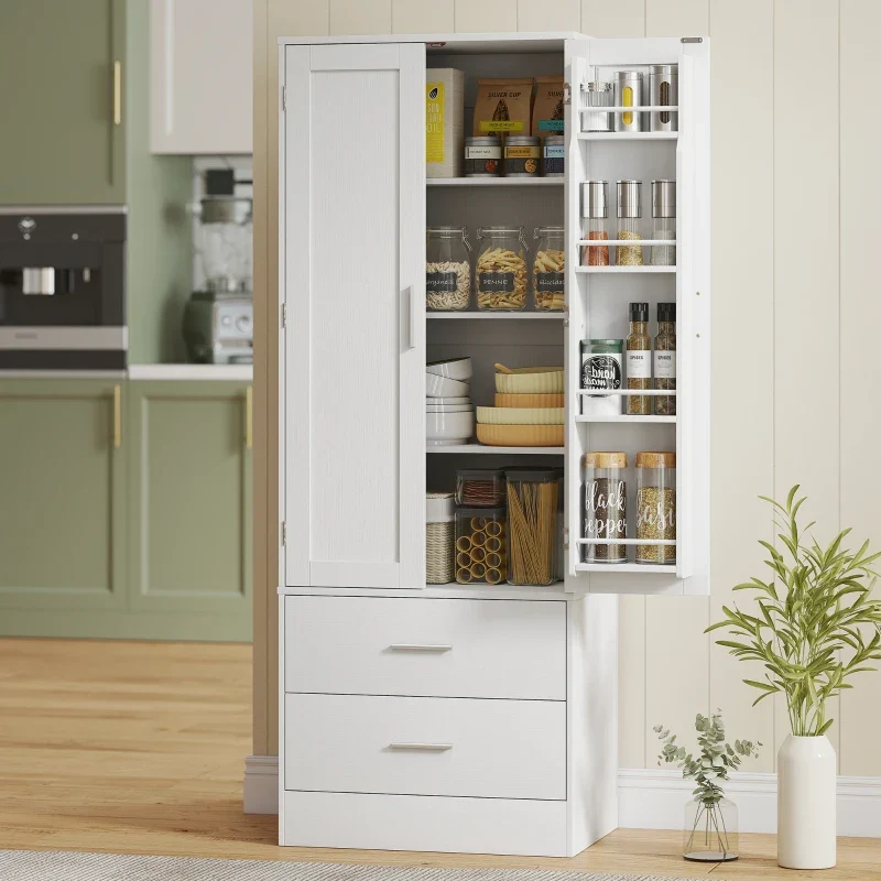 Nancy's Pattada Keukenkast - Buffetkast - Opbergkast - Vitrinekast - Wit - ± 60 x 40 x 160 cm