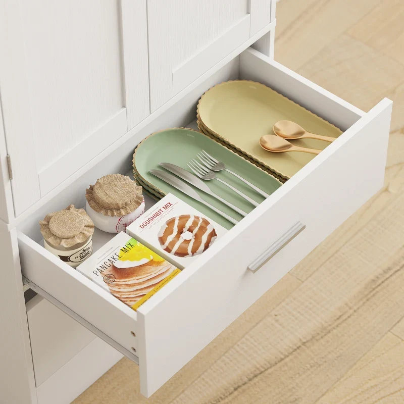 Nancy's Pattada Keukenkast - Buffetkast - Opbergkast - Vitrinekast - Wit - ± 60 x 40 x 160 cm