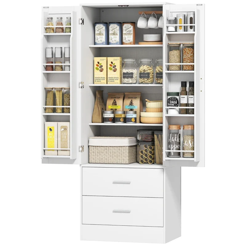 Nancy's Pattada Keukenkast - Buffetkast - Opbergkast - Vitrinekast - Wit - ± 60 x 40 x 160 cm