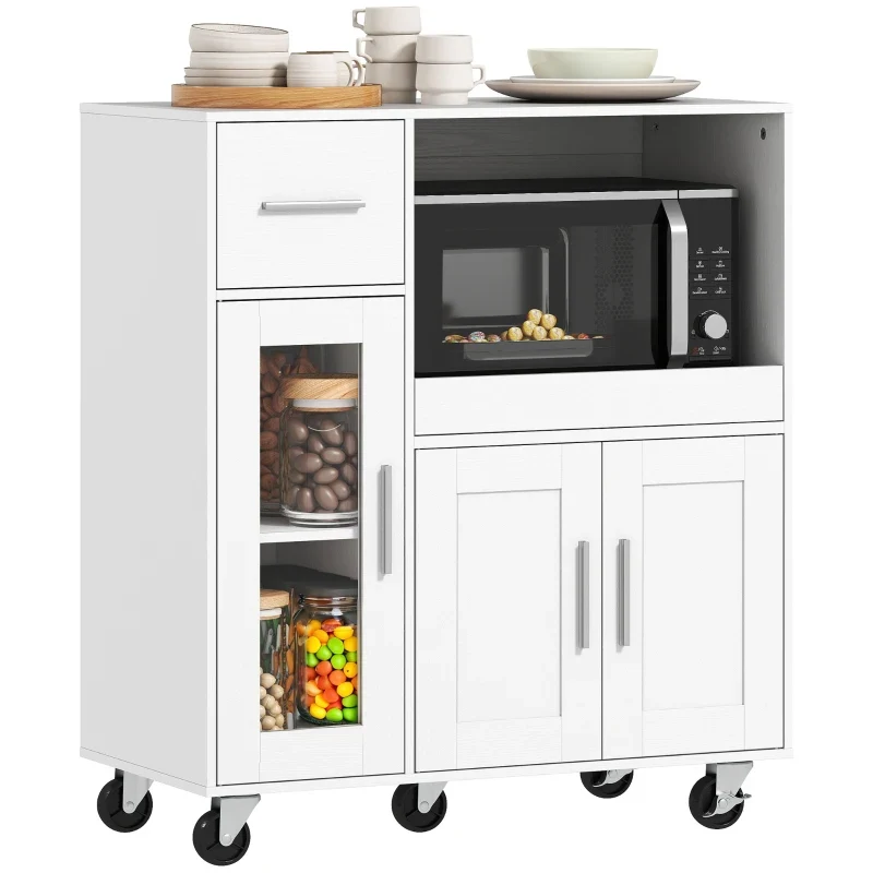 Nancy's Pasturo Keukenkast - Opbergkast - Keukentrolley - Wit - ± 80 x 40 x 90 cm