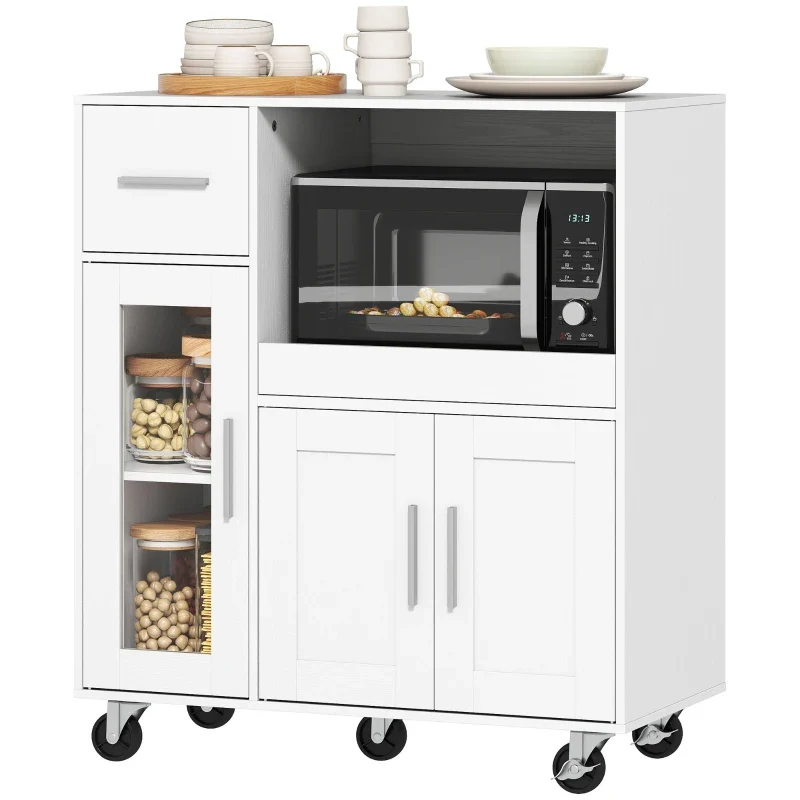 Nancy's Pasturo Keukenkast - Opbergkast - Keukentrolley - Wit - ± 80 x 40 x 90 cm