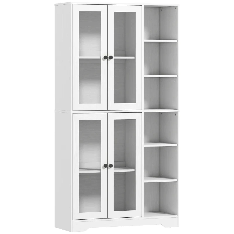 Nancy's Partinico Keukenkast - Hoge Opbergkast - Buffetkast - Wit - ± 90 x 35 x 170 cm