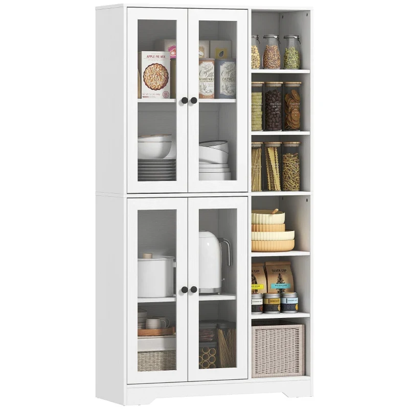 Nancy's Partinico Keukenkast - Hoge Opbergkast - Buffetkast - Wit - ± 90 x 35 x 170 cm