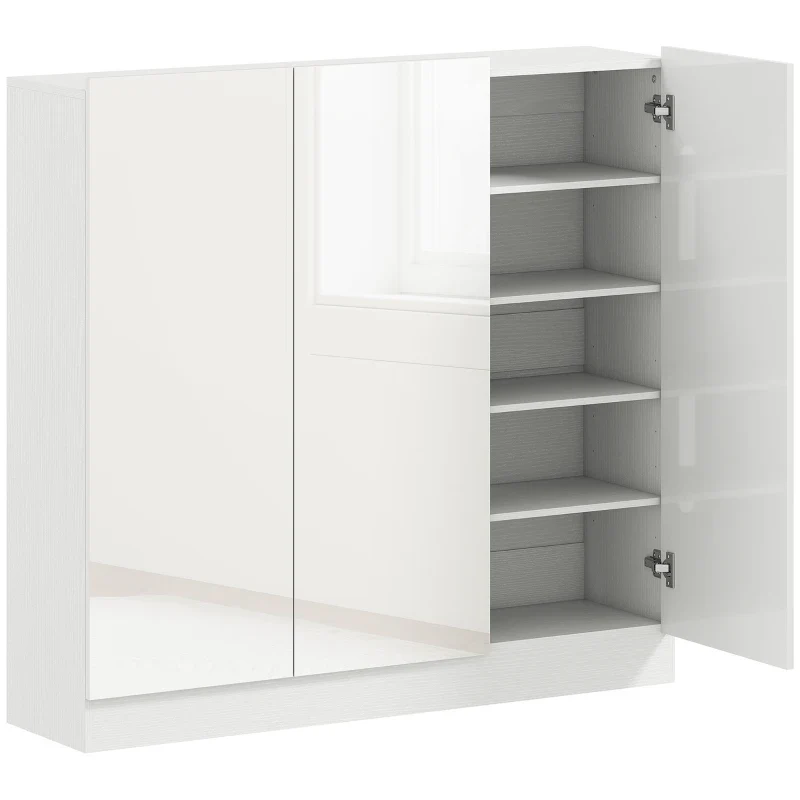 Nancy's Montecorice Schoenenkast - Opbergkast voor Schoenen - Schoenenrek - Wit - ± 105 x 35 x 110 cm