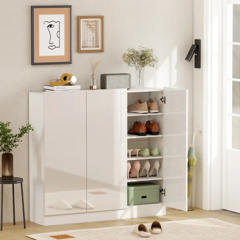 Nancy's Montecorice Schoenenkast - Opbergkast voor Schoenen - Schoenenrek - Wit - ± 105 x 35 x 110 cm