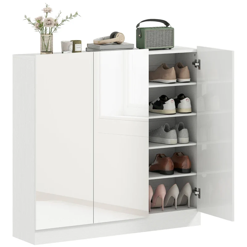 Nancy's Montecorice Schoenenkast - Opbergkast voor Schoenen - Schoenenrek - Wit - ± 105 x 35 x 110 cm