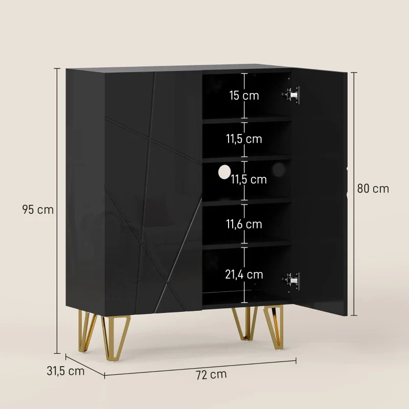 Nancy's Montecchio Schoenenkast - Opbergkast voor Schoenen - Schoenenrek - Zwart - ± 70 x 30 x 95 cm