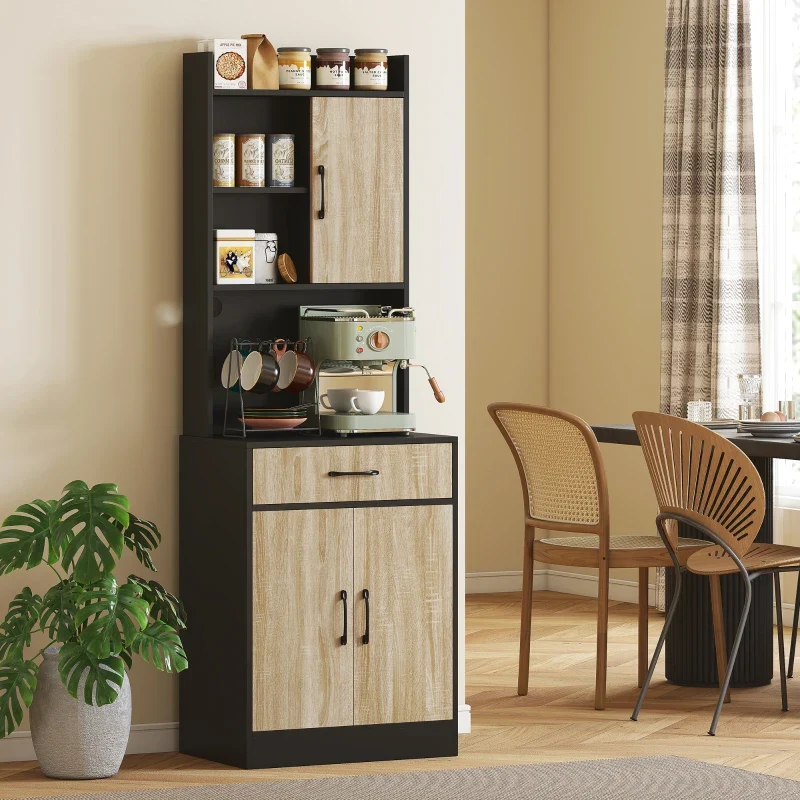 Nancy's Orbetello Keukenkast - Buffetkast - Opbergkast - Hout / Zwart - 60 x 40 x 180 cm