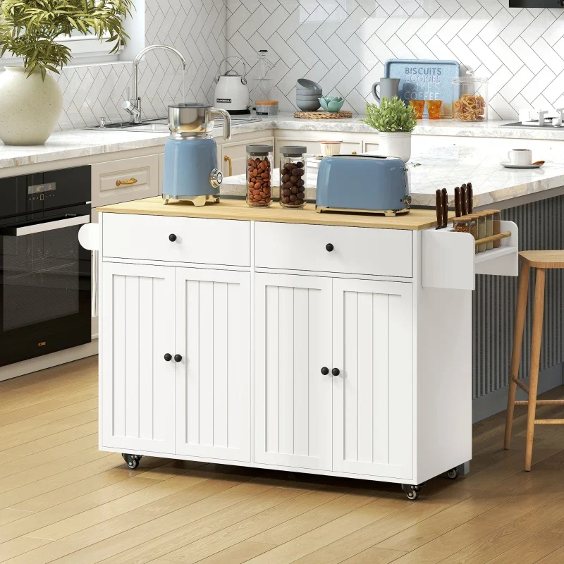 Nancy's Oriago Keukenkast - Vrijstaand keukeneiland - Buffetkast - Wit / Hout - ± 145 x 45 x 90 cm