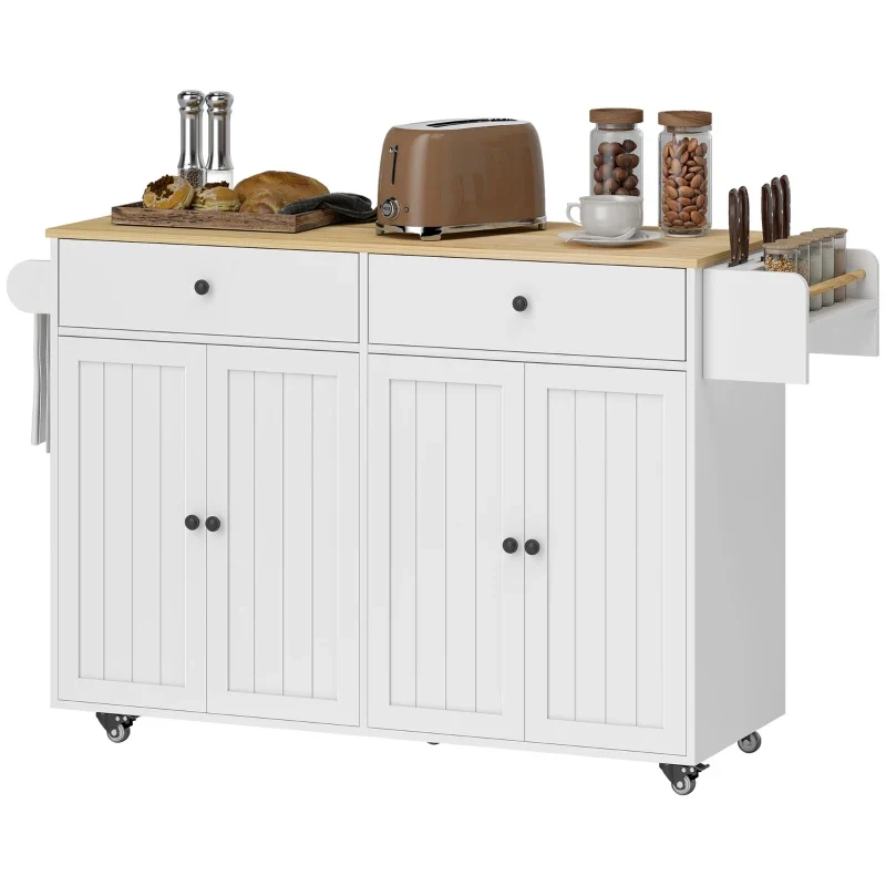 Nancy's Oriago Keukenkast - Vrijstaand keukeneiland - Buffetkast - Wit / Hout - ± 145 x 45 x 90 cm