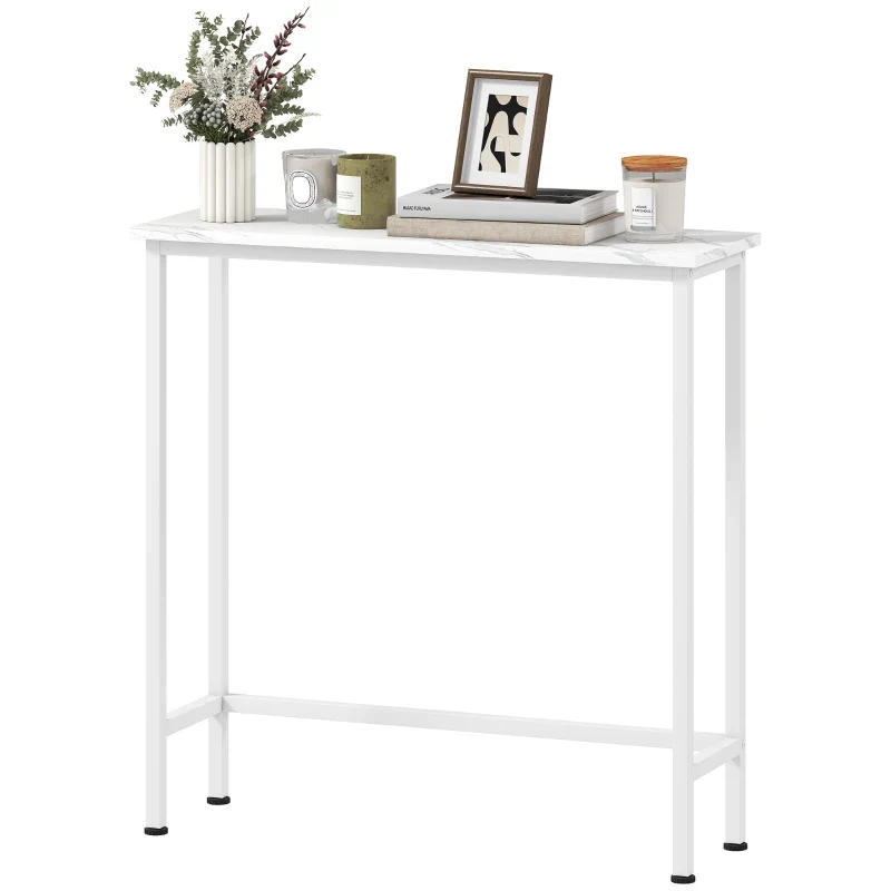 Nancy's Menaggio Sidetable - Consoletafel - Bijzettafel - Wit - Marmerlook - ± 75 x 25 x 75 cm