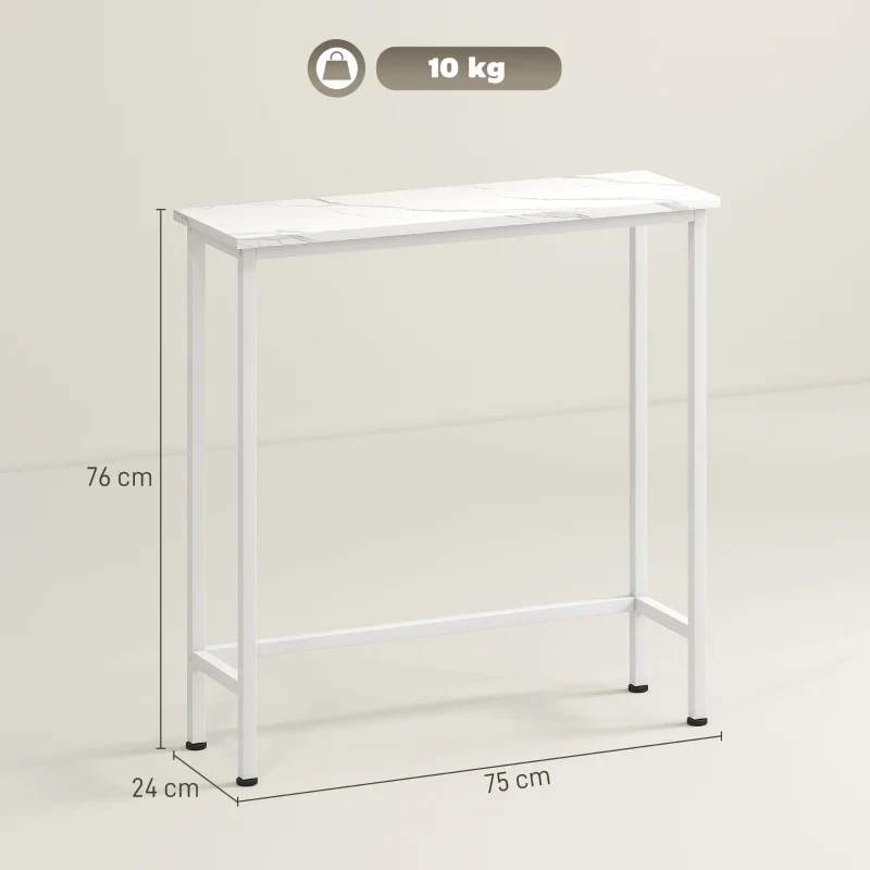 Nancy's Menaggio Sidetable - Consoletafel - Bijzettafel - Wit - Marmerlook - ± 75 x 25 x 75 cm