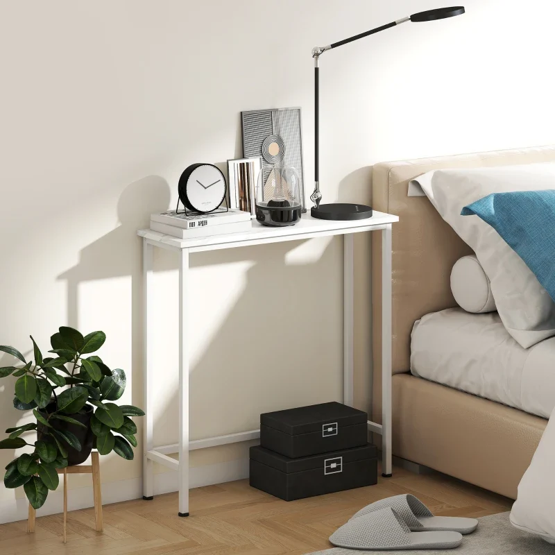 Nancy's Menaggio Sidetable - Consoletafel - Bijzettafel - Wit - Marmerlook - ± 75 x 25 x 75 cm